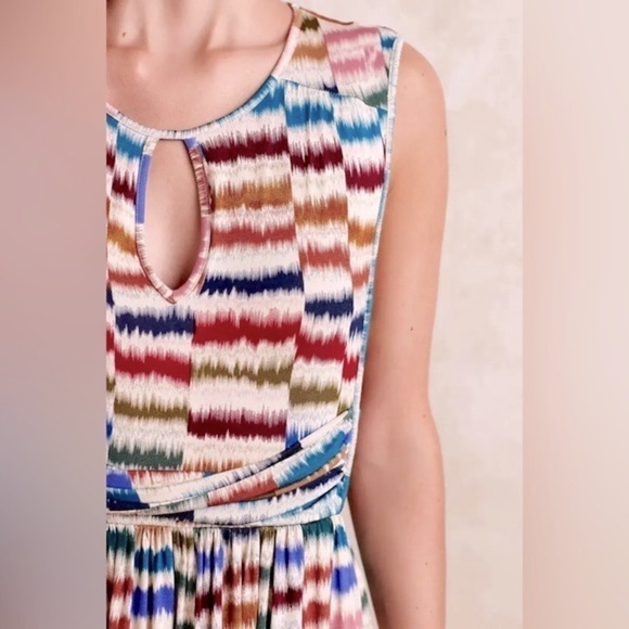 Anthropologie Mauve Sennebec A-Line, Stretchy, Keyhole Midi Dress w/ Pockets XXS - Picture 4 of 15